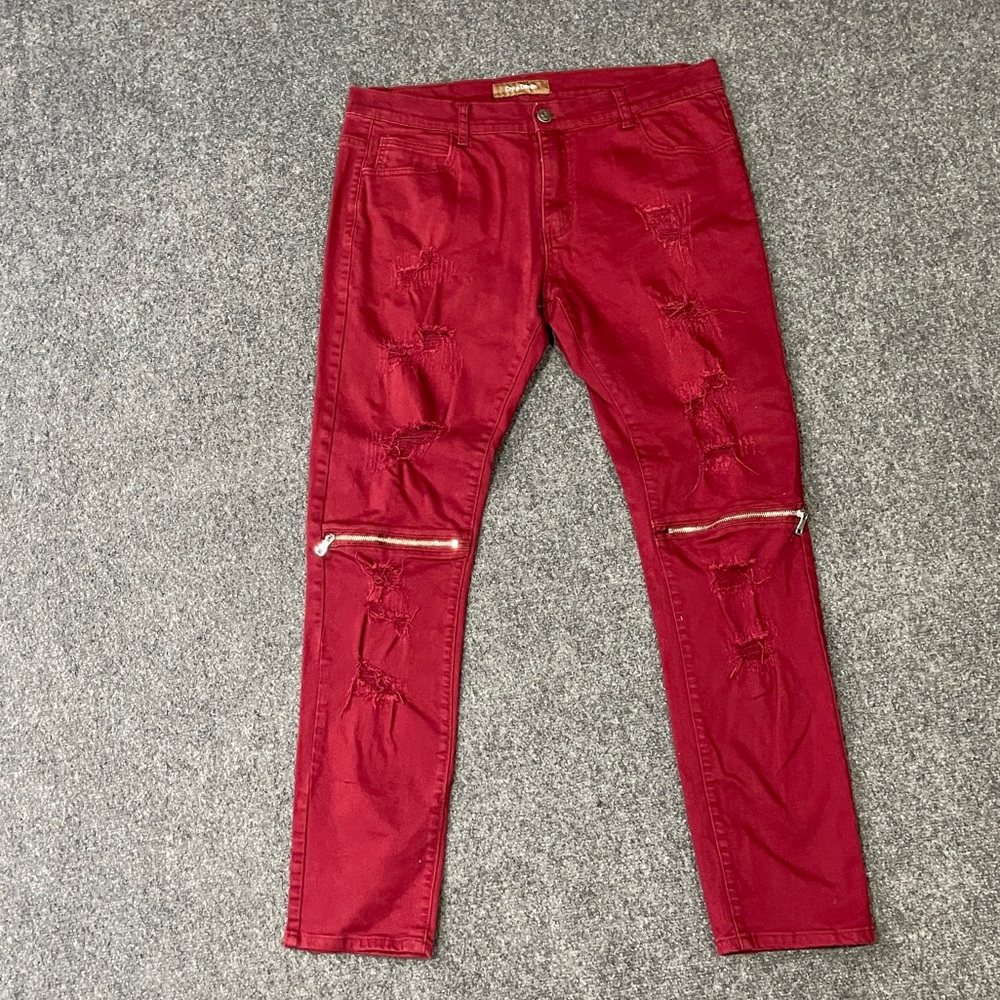 Crysp Denim Burgundy Ripped Jeans SZ 36